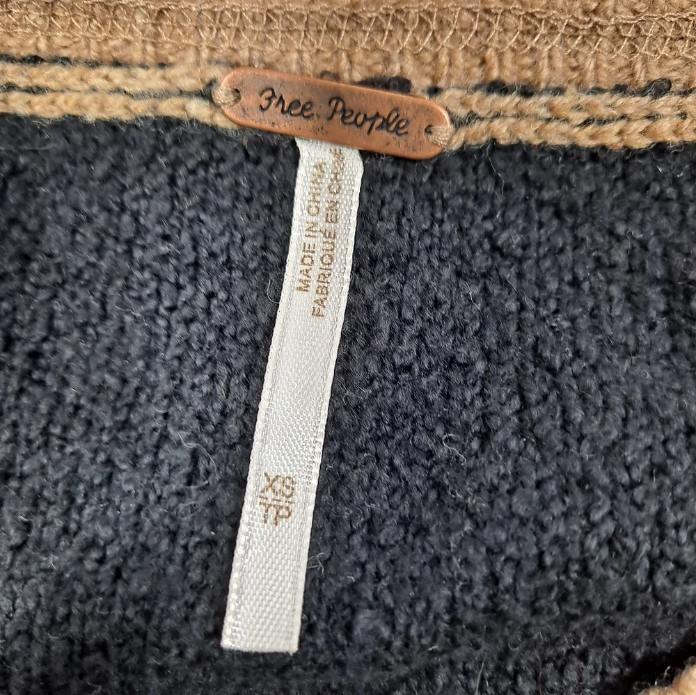 Free People Black And Brown Colorblock Sweater